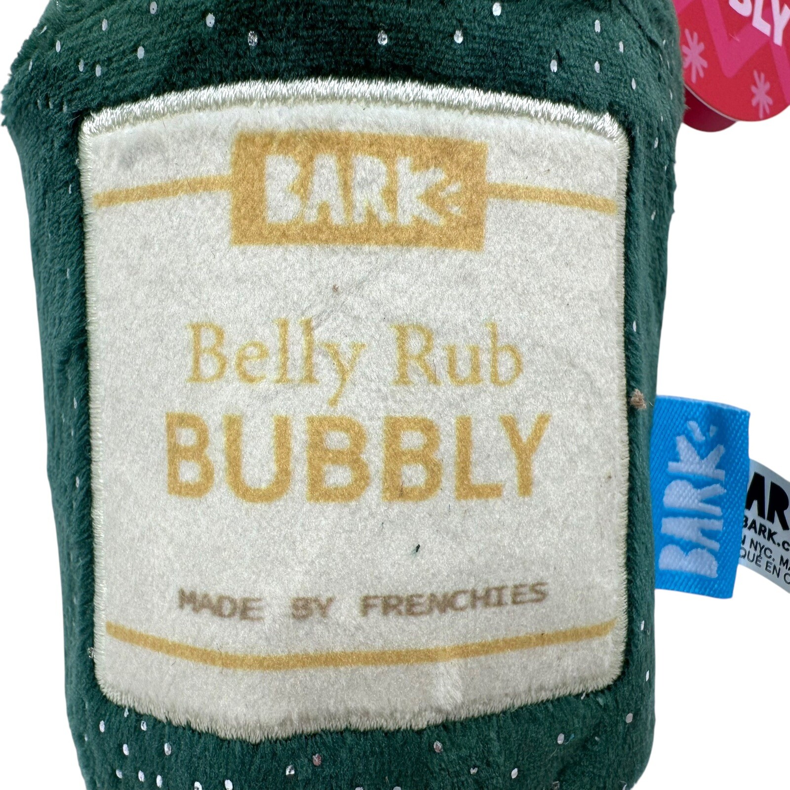 Bark Box Belly Rub Bubbly Champagne Dog Toy Made By Frenchies Large 50+ LB