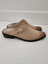 Bernardo Tan Taupe Leather Women 9 M Mules Western Cowgirl Slip On 