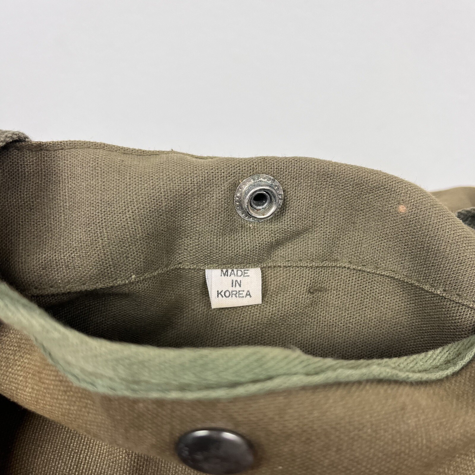 Vintage 70s Canvas Rucksack Military Style Bag Green Musette