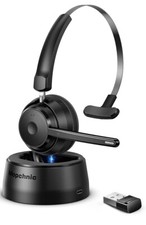 Bluetooth Headset, Wireless Headset with Microphone AI Noise Canceling On Ear
