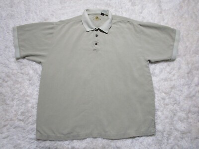 Eagle Dry Goods Polo Shirt Mens Large Beige Short Sleeve Embroidered Silk