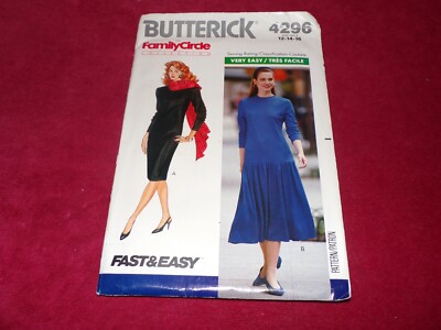 BUTTERICK #4296 - LADIES TWO STYLE DROP WAIST MODEST DRESS PATTERN 12-16 FF | eBay BUTTERICK #4296 - LADIES TWO STYLE DROP WAIST MODEST DRESS PATTERN 12-16 FF | eBay
