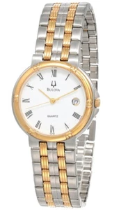New Bulova Quartz White Dial 2-Tone SS Men's Watch 70204