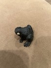 Black Coal Frog Figurine with Yellow Eyes Collectible Decor — photo 2