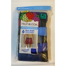Fruit of the Loom Mens 6 Pack Cotton Stretch Boxer Briefs XL 40-42 Multi Colors