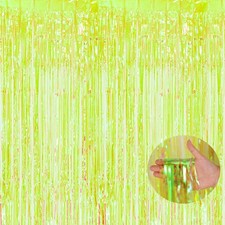 BRAVESHINE Iridescent Foil Fringe Backdrop - 2 3.2 ft x 6.5 ft, Clear Green