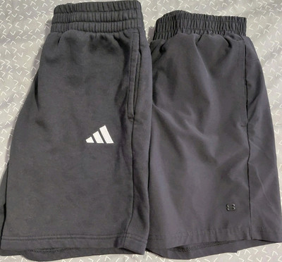 adidas & layer8 Lot of 2 Boy's Black Athletic Shorts M 10-12 Regular Fit Pockets