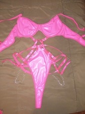 Hot Pink Lingerie With Chains