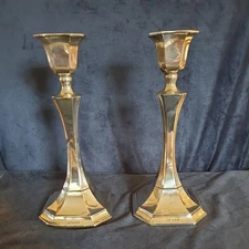 Pair Hallmarked Sterling Silver Deco Candlesticks Marson & Jones 1927 10" tall