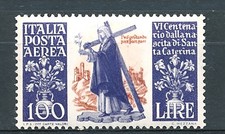 1948 ITALY REPUBLIC SANTA CATHERINE LIRE 100 AIRMAIL MNH F/5537