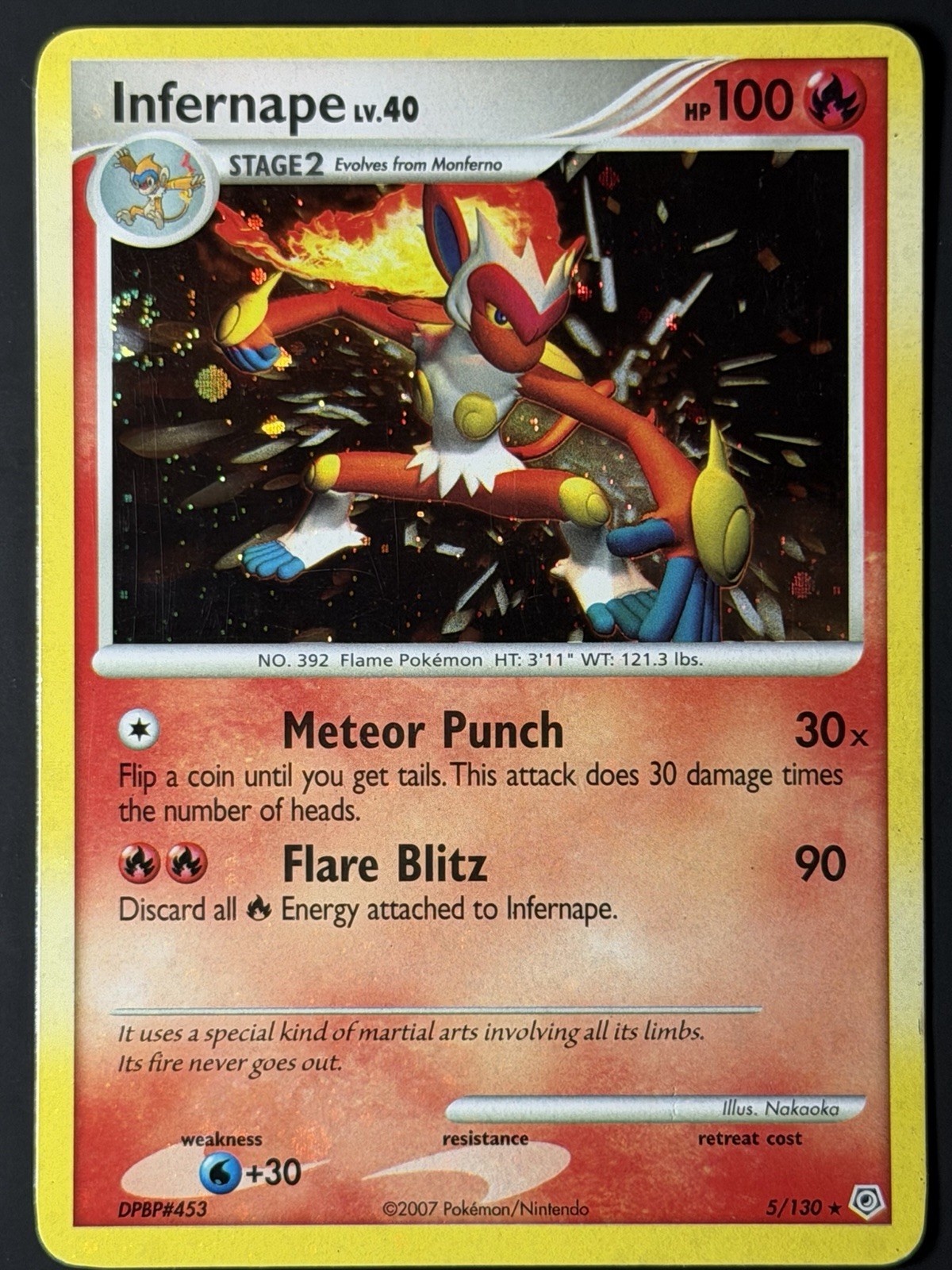 Swirl 🌀Infernape 5/130 Cosmo Holo Rare Diamond and Pearl Pokemon Card LP