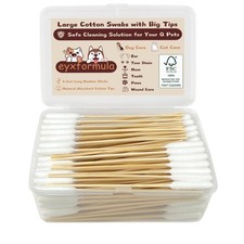 6 Inch Long Cotton Swabs for Pet Cleaning, Bamboo Handle, Pet Ear Cleaning So...