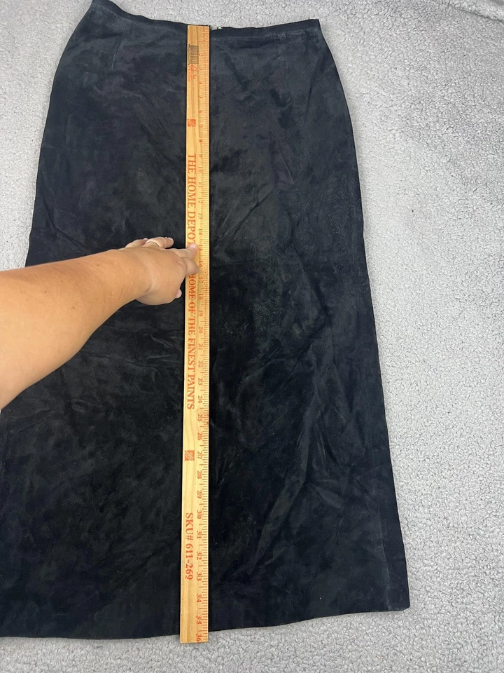 Saia St. John's Bay Feminina 10 Preta Lavável Couro Camurça Forrado Zíper Traseiro Midi - Imagem 3 de 4