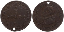 Vatikan - Vaticano 1/2 Soldo 1867 - Kupfer, 2,5g KM# 1371