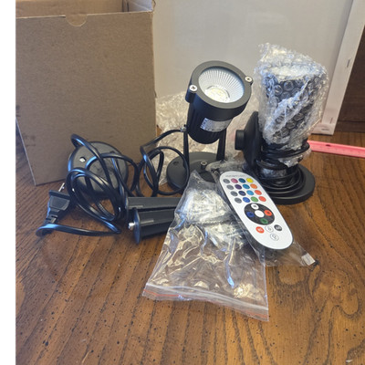 FZWLE RGBW Indoor Spotlight 5W 110V IP65 Black LED Color Changing Remote Control