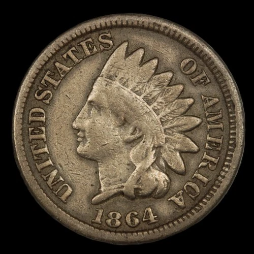 1864 1C - Round Bust BN Indian Cent- Choice VF ENV DAMAGE- 2082