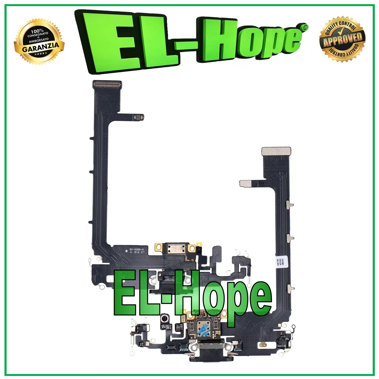 CONNETTORE RICARICA APPLE IPHONE 11 PRO MAX MICROFONO FLAT DOCK CHIP CARICA NERO