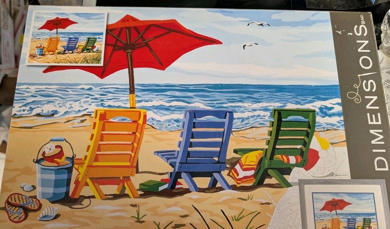 Paint Works Paint By Number Kit 14"X11"-Beach Chair Trio