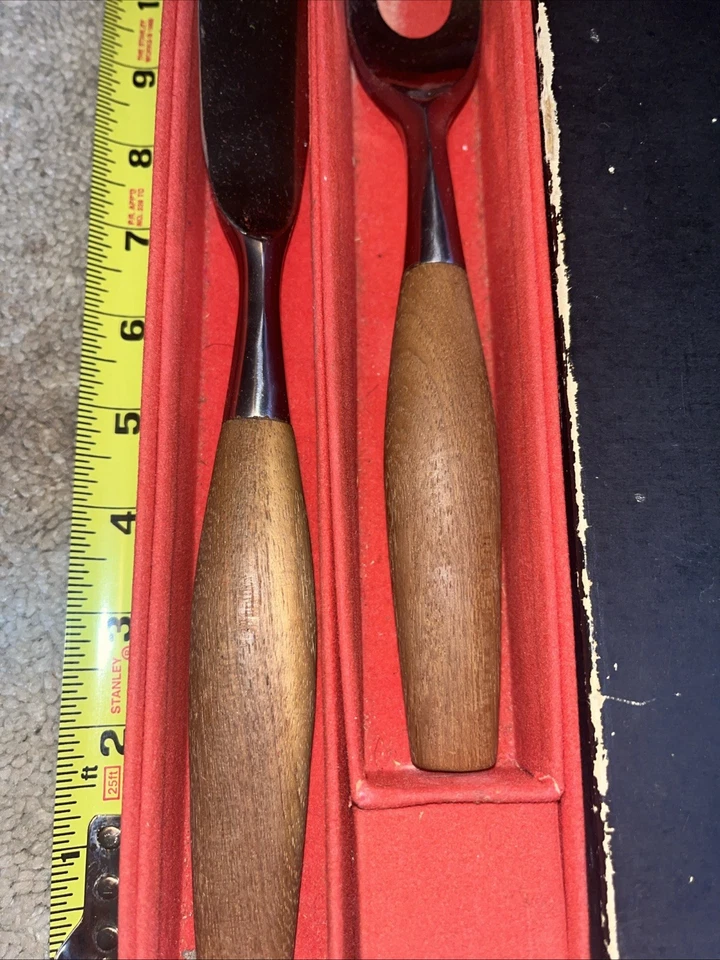 Винтажный Dansk Fjord IHQ Тик Деревянная Ручка Набор для Резьбы Нож и Вилка - НОВЫЙ!!! - Изображение 3 из 4