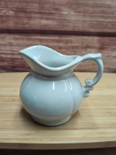 McCoy Pitcher White/lite Blue Decorative 5 1/2" Vintage 7528 Farmhouse Kitchen