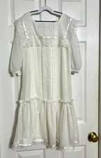 Gunne Sax VTG Dress W/Slip (2pcs), Collar Drop Waist Lace Hem 1980’s Victorian