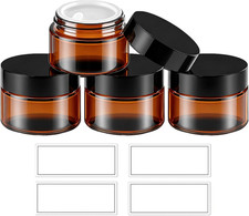 1 oz Amber Glass Jars with Lids  Inner Liners, 4 Pack