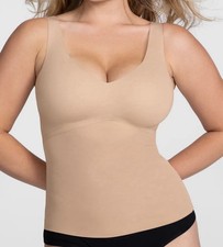 Honeylove LiftWear Tank, Shapewear Top W/ Built-in Wireless Bra, Sz 1X, Beige