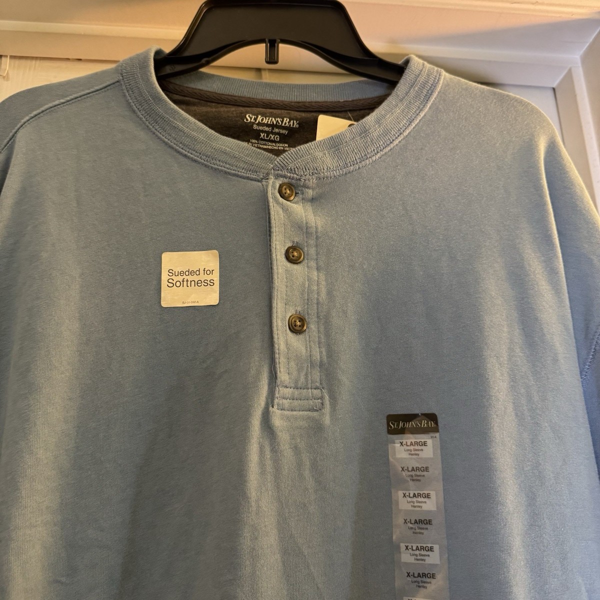 John’s Bay Sueded Jersey Long Sleeve Henley Top