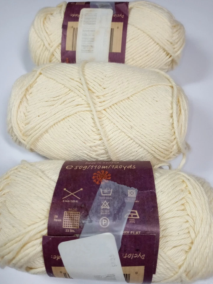 Fio Mirasol Samp'a-Creme-3 de 120 jardas-100% algodão orgânico tingido naturalmente - Imagem 2 de 2