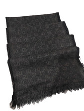 Gucci Scarf Shawl Stole wrap 100 wool made in Italy Black Unisex GG Monogram