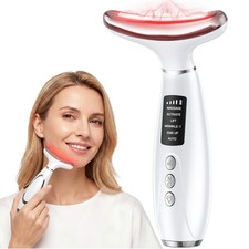 Red Light Therapy for Face and Neck, 7-Color LED Face Massager  Rechargeable...