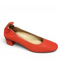 Everlane The Day Heel Coral Orange Leather Block Heel Pumps Women’s