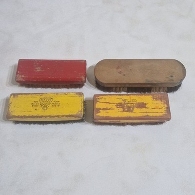 Vintage British Beacon Schuhputzpoliturbürsten x 3 & 1 x eine andere