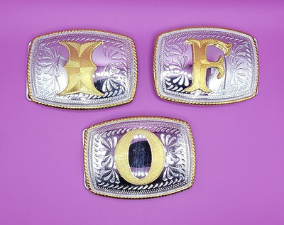Letter I, F, O, Letter Belt Buckle Western Cowboy Fashion Rodeo Preowned Condit.