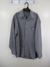 Agenda New York Dress Shirt Size L 16 16.5 Gray Button Front Long Sleeve Pocket