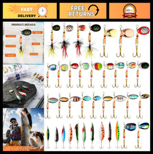 100 Pcs Fishing Lures Kit - Metal Spinner Baits for Trout, Salmon, Bass & Walley