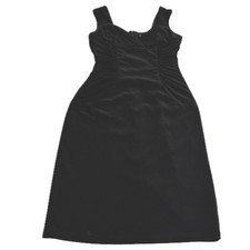 Adrianna Papell Dress Women 4 Black Ruched Sleeveless V Neck Sheath LBD