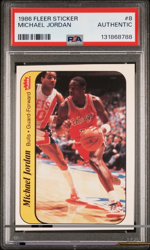 Fleer 1986-87 Michael Jordan Sticker Rookie #8 PSA AUTHENTIC Chicago Bulls HOF