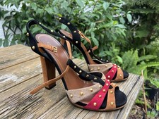Gucci Women Suede Leather Multicolor Studded Spikes Heels Sz 41.5 US 11.5