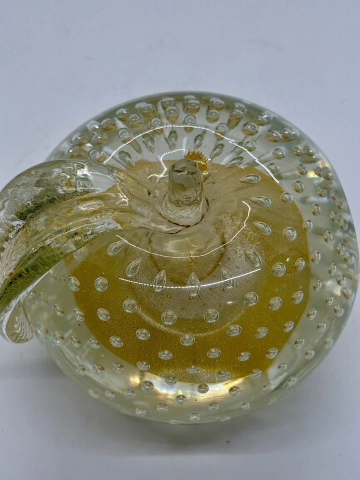 Sommerso de cristal de Murano Alfredo Barbini manzana y pera con sujetalibros mancha dorada  Foto 3 de 4