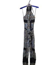 Reiss Halter Neck Jumpsuit Women's UK 8 Black Floral Pattern