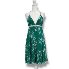 Marciano Green Silk Halter Empire Waist Midi Dress M Boho Chic Resort Vacation