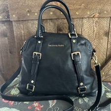 Michael Kors Bedford Pebbled Leather Handbag Crossbody Gold Hardware Black