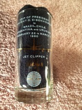 RARE PAN AM SOUVENIR GLASS FROM PRESIDENT EISENHOWER 1960 VISIT TO SOUTH AMERCA