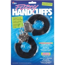 Furry Fuzzy Costume Handcuffs Metal Wrist Cuffs Soft Halloween Gag Gift