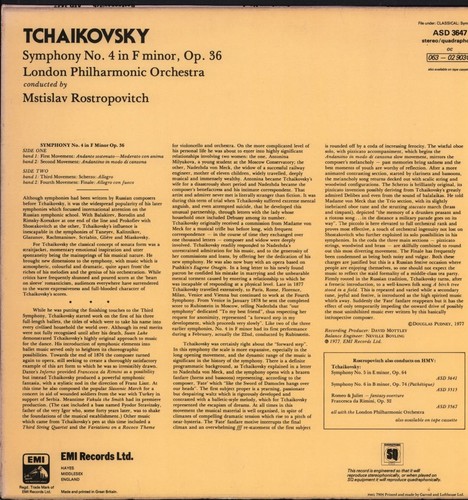 ASD3647 Mstislav Rostropovich / London Philharmonic Orchestra Tchaikovsky - Picture 2 of 3