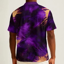 Purple Abstract Hawaiian Shirt Men's Tropical Beach Aloha Top