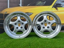 4x18 " 5x130 Silver Old School Deep Dish Turbo Wheels For Porsche 911 944