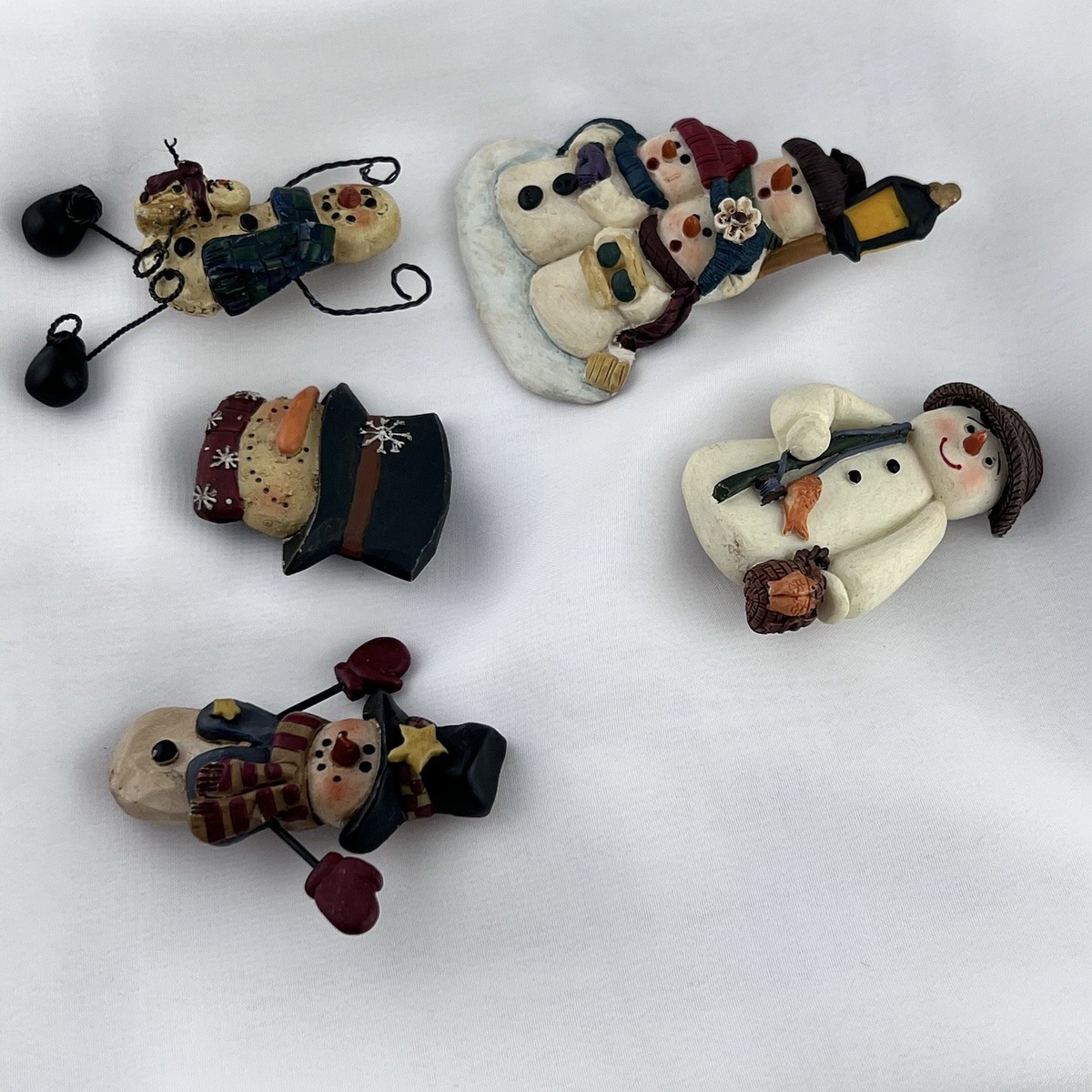 Vintage Christmas Brooch Pin Snowman Lot of 5 Rustic Country Cottagecore Estate View 4