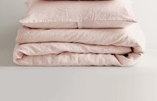 NWT QUINCE EUROPEAN LINEN DUVET COVER SET TWIN SOFT BLUSH 100 FLAX MSRP 149.90